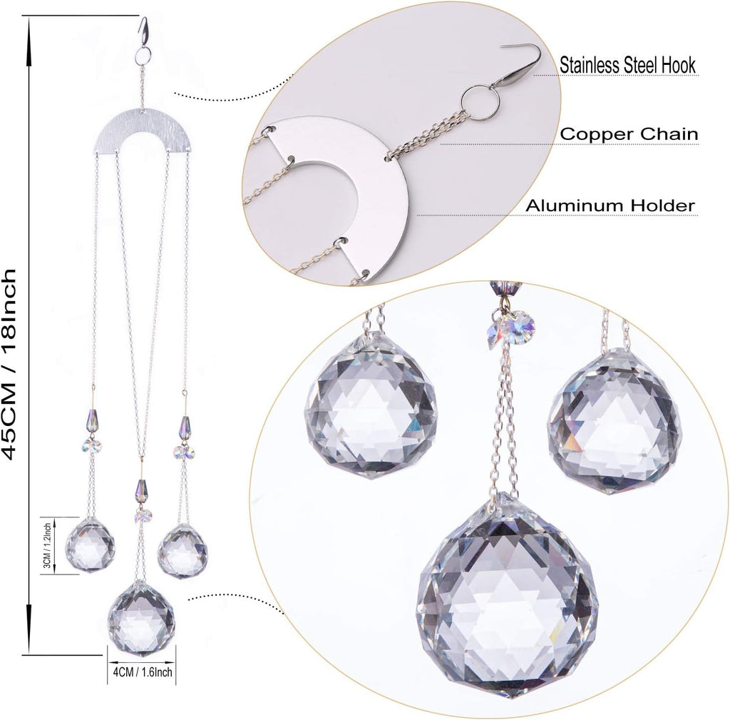30/30/40mm Crystal Ball Prisms Suncatcher Hanging Ornament Chakra Crystals Rainbow Maker for Home,Garden Decoration