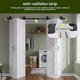 Bifold Barn Door 48'' x 84'',Bi-Fold Sliding Closet Doors with Hardware Kit Included,56'' Track Kit 