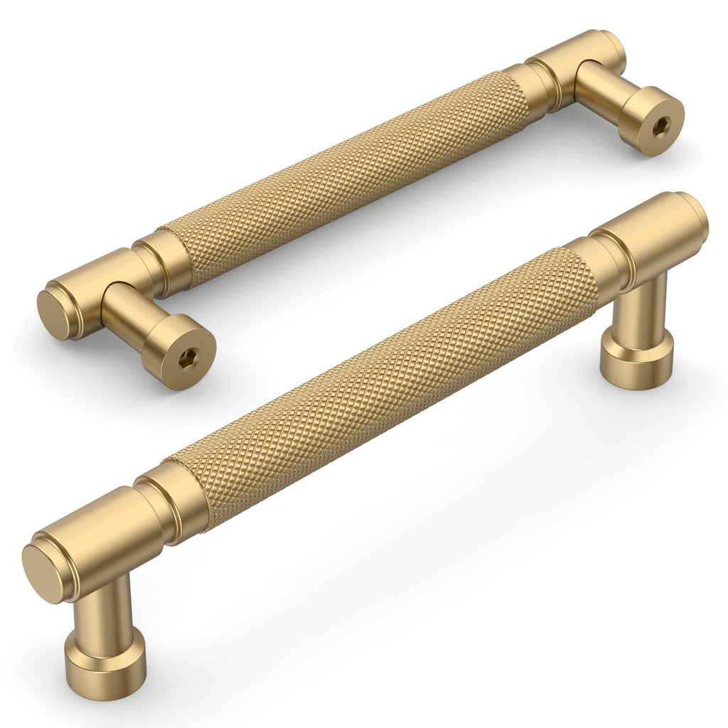 10 Pack Champagne Bronze knurled Cabinet Pulls 5"