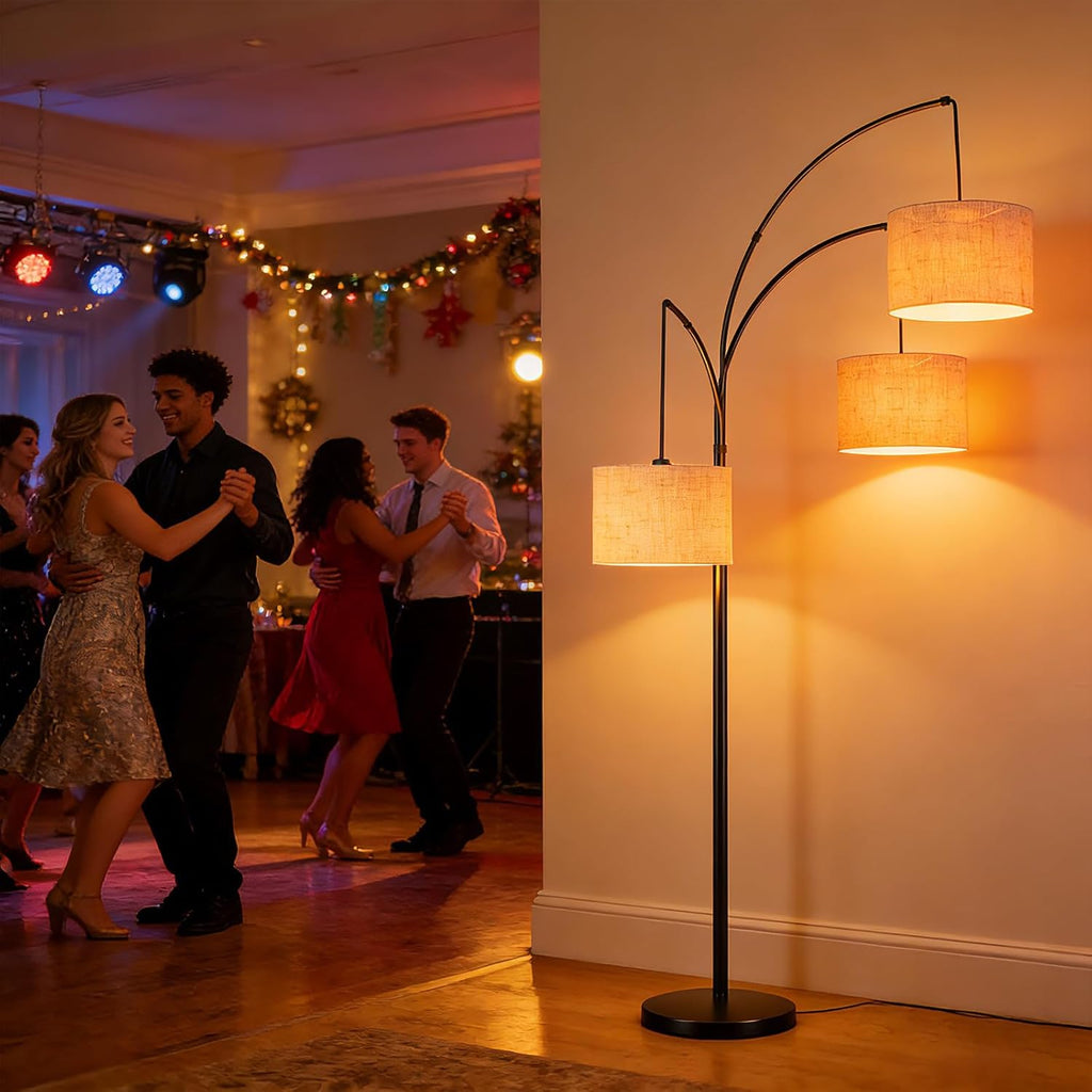 80 Inch Arc Floor Lamp with Remote Control, 3-Light Dimmable Standing Lamp, 2400LM Super Bright Tree Lamp