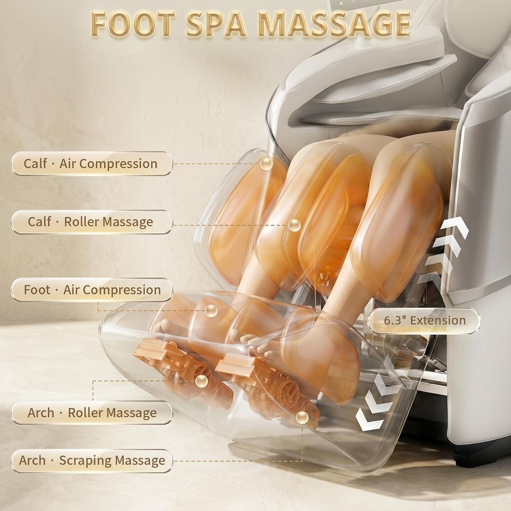 4D Full Body Massage Chair Zero Gravity,Smart Pressure-Sensing,55" SL-Track | SL-Track Neck to Feet,18 Auto Modes,4