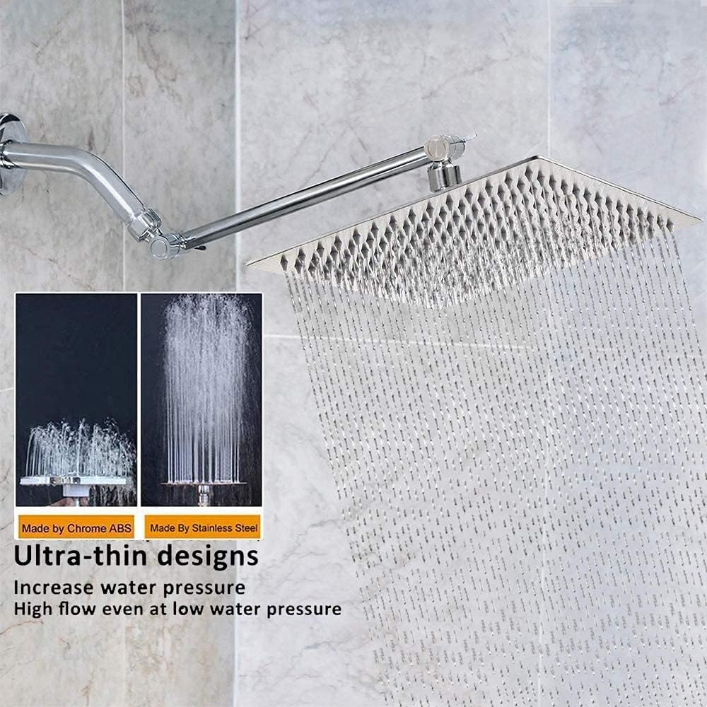 High Pressure Rain Shower Head, 304 Stainless Steel Large Rainfall Showerhead for Bathroom, Easy to Install