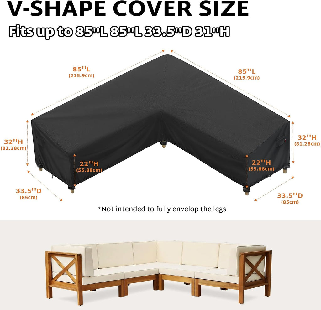 Outdoor Sectional Cover for 85 x 85 inch L-Shaped Couch Sofa
