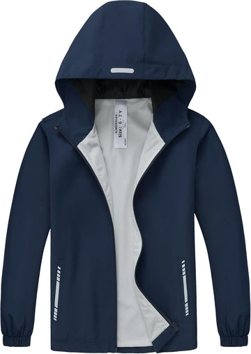 Girls Waterproof Rain Jacket Lightweight Windbreaker Hooded