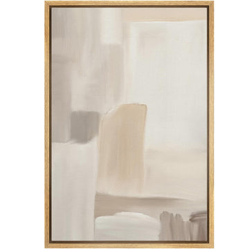 Framed Canvas Print Wall Art Minimalist Neutral Abstract Beige and Taupe Geometric Illustrations Minimalism