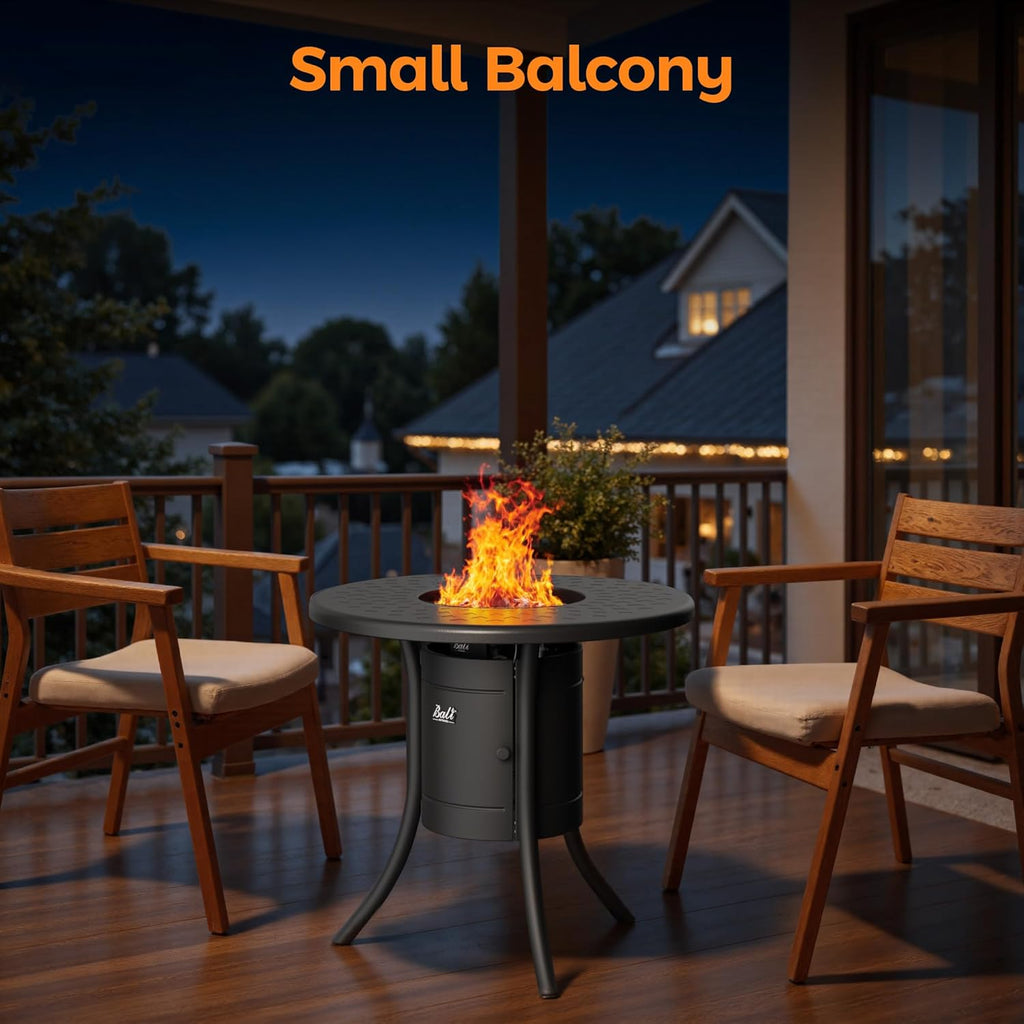 Dual 1-Pound Propane Fire Pit Outside, 26 inch Outdoor Fire Pit Black, Round Firepit Table for Outside Patio