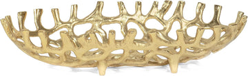 14" x 3" Large Decorative Oval Aluminum Golden Branch Reef Centerpiece Tray
