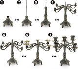 5-Candle Metal Candelabra, 10 Inch Tall 5 Arms Candle Holder Stick for Taper Candles, Vintage Candelabra Candle Stand