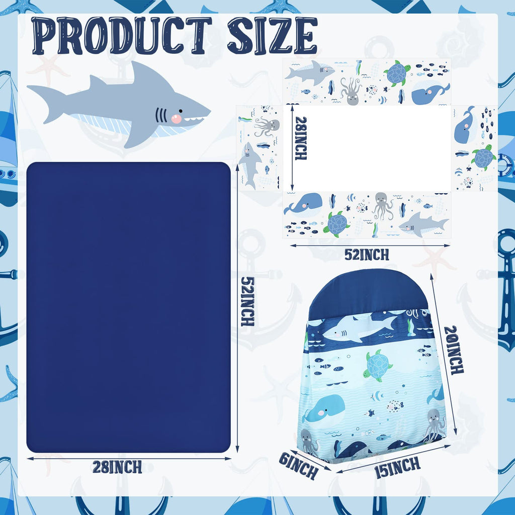 4 Pieces Baby Crib Bedding Set, Standard Nursery Size Soft, Whale