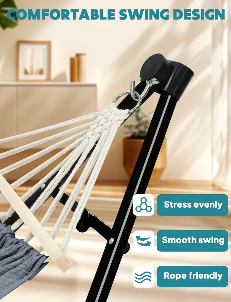 2-in-1 Hammock & Chair Stand with Collapsible Steel Frame & Carry Bag | Tool-free Set up Multi-angle & Height