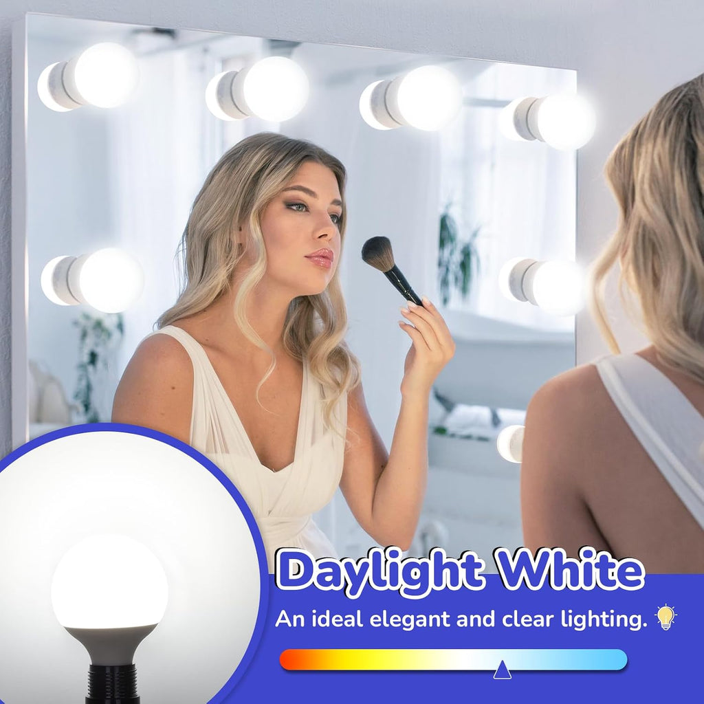 G25 LED Globe Light Bulb 60W Equivalent, Daylight White 5000K E26 Vanity Light Bulbs for Bathroom Makeup Mirror