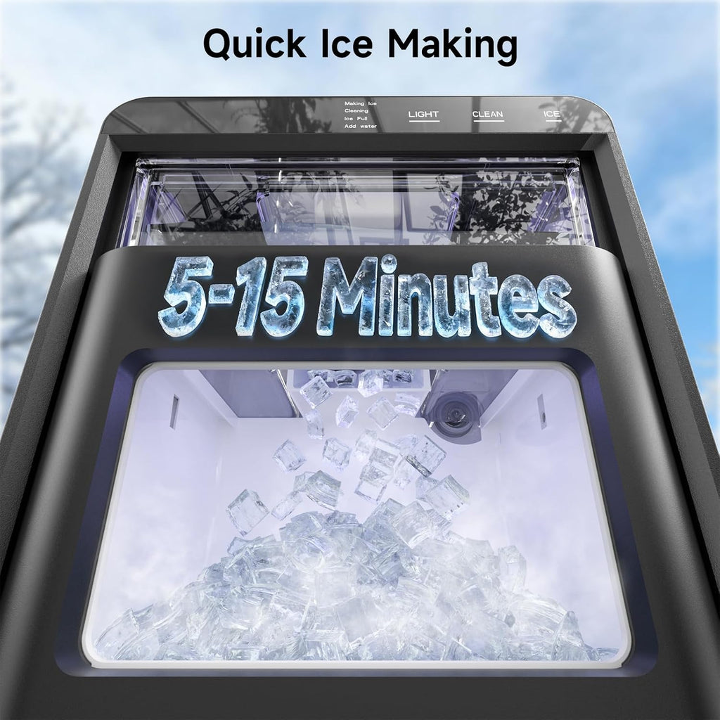 ETL Approval Nugget Ice Maker Countertop, 45Lbs/24H Pebble Ice Maker with Water Tank, Soft Chewable Pellet Ice
