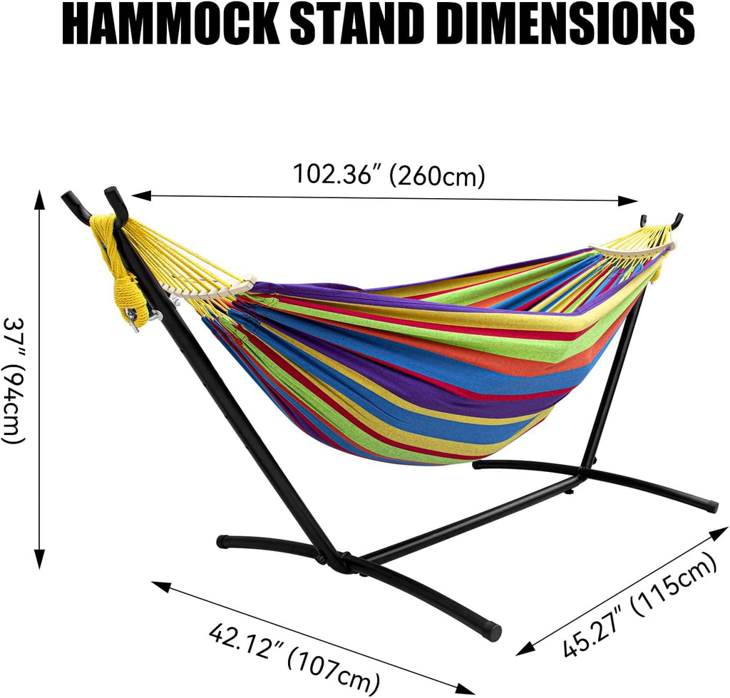 Hammock with Stand for Outside | 450lb Capacity Steel Stand, Premium Carry Bag Included and Two Anti Roll Balance Beam
