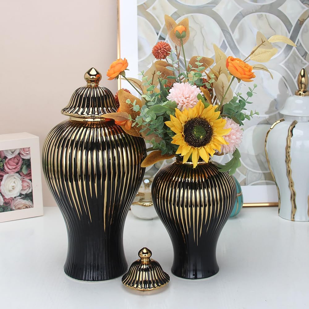 Decorative Ceramic Ginger jar with lid,Storage Ginger jar,Ceramic vase Decor,Entryway,Living Room,Kitchen,Table