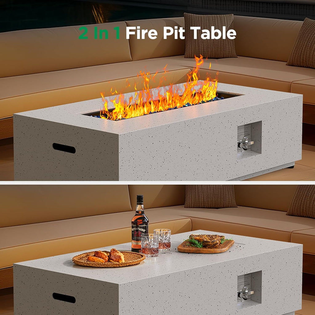 43Inch Propane Fire Pit, 50000 BTU Outdoor Gas Fire Pit Table with CSA Certification, Glass Rocks, Rectangular Heater for Patio, Backyard, Deck - Image 6