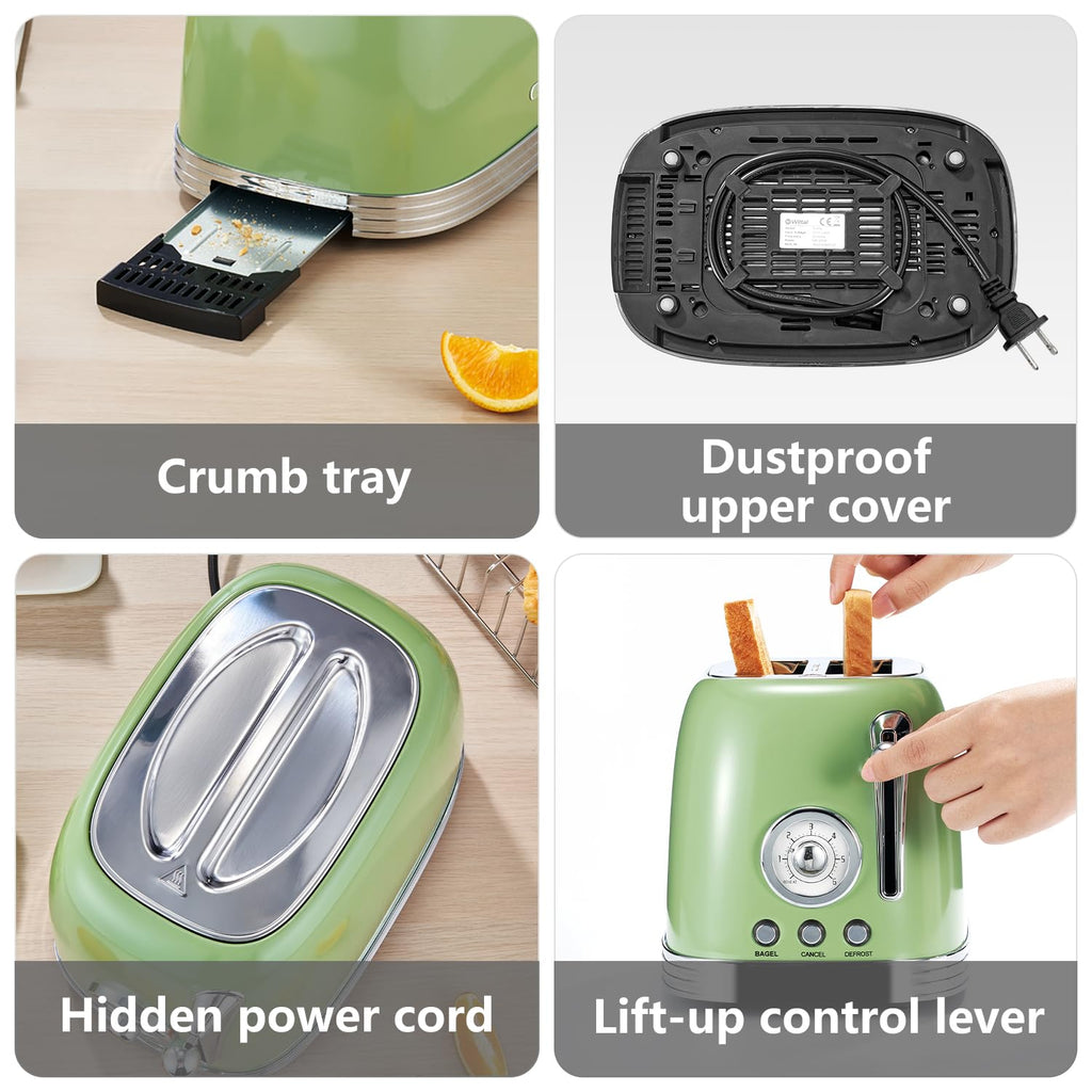 Retro Green 2‐Slice Bread Toaster