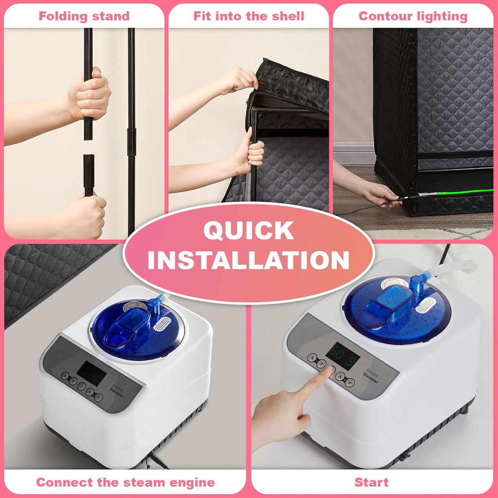 Infrared Sauna & Steam Sauna Box for Home, Portable Personal Sauna with Transparent Door, Powerful Steam Heating