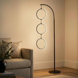 Nova Modern Floor Lamp Matches Living Room Décor - Contemporary Arc Tall Lamp with 3-Circle Ring-Sty