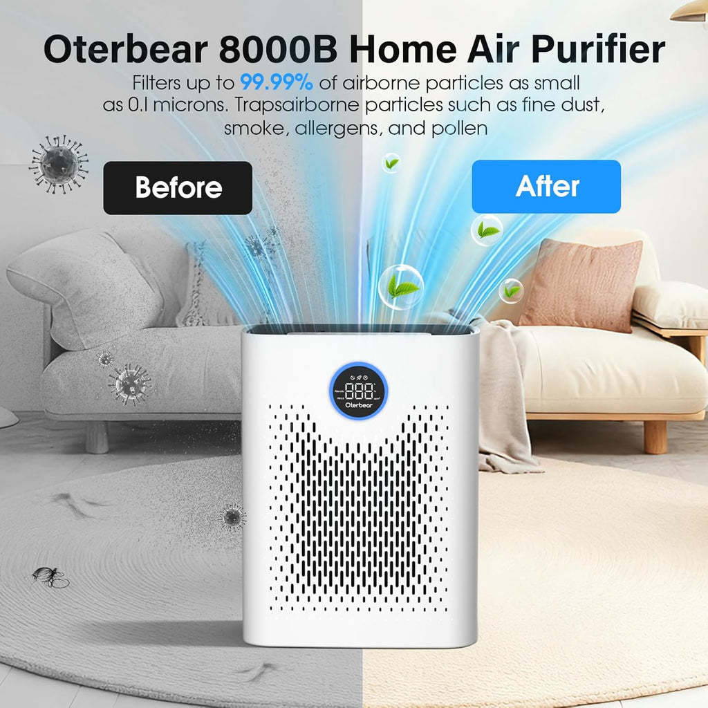 Air Purifiers for Home Pets Up to 3000Ft², HEPA Large Room Air Purifier with PM2.5 Air Quality Monit