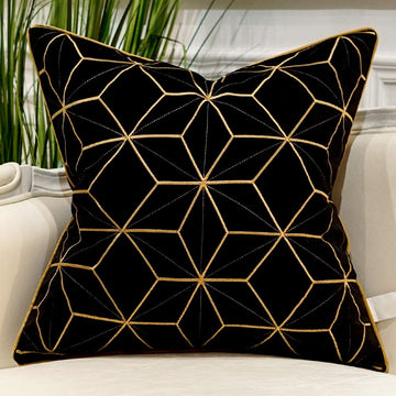 Throw Pillow Cover 20 x 20 Inch, Black Gold, Velvet, Hidden Zipper