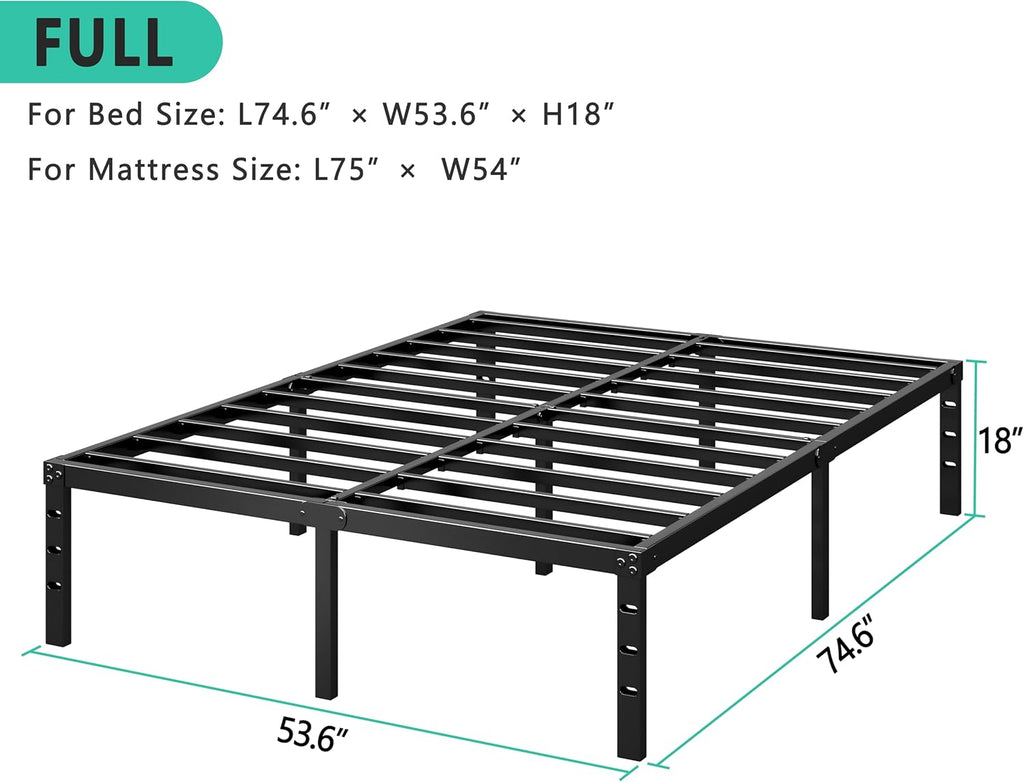 Metal Platform Bed Frame 14 Inch Tall,No Box Spring Needed,Full Bed with Heavy Duty Strong Support Slats,Easy to
