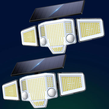 Solar Lights Outdoor Waterproof, 4000LM Solar Flood Lights -Dual Motion Sensor & Curved 300°Wide Beam, Larger