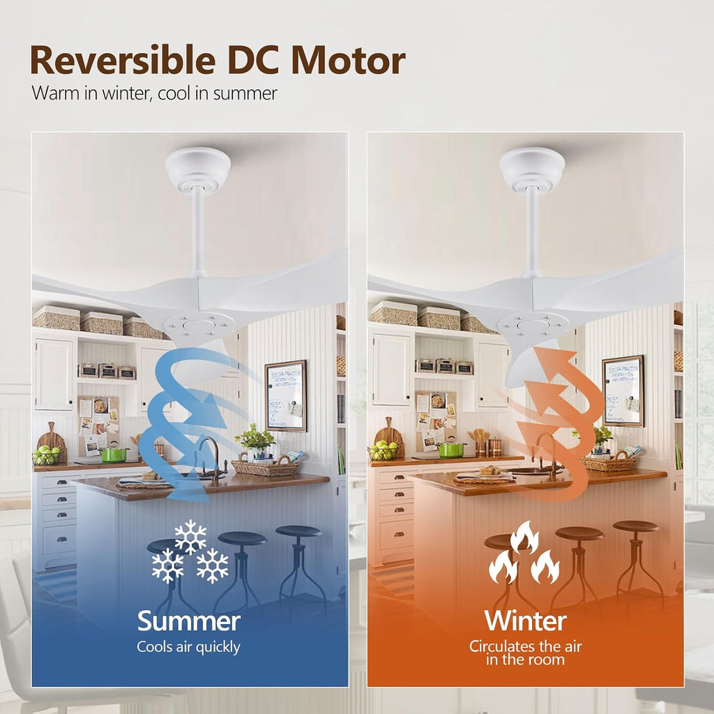 Inspired Maverick Style 42 Inch Solid Wood Ceiling Fan with Remote,White Ceiling Fan no Light,6 Speeds,Noiseless,Reversible DC Motor,Modern Ceiling Fans without Lights for Outdoor Indoor Bedroom Farmhouse,Patios