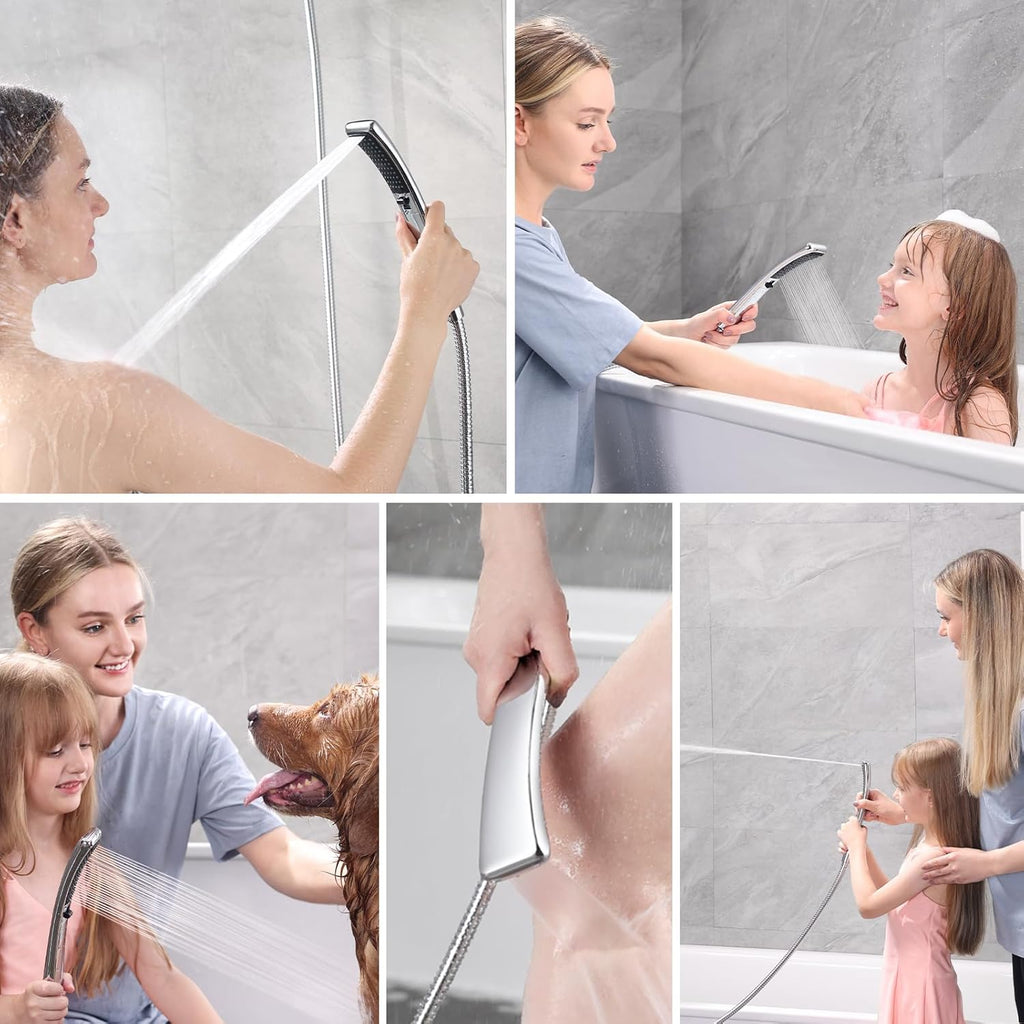 High Pressure Dual Shower Head Combo, Handheld Showerhead Rainfall Shower Head Combo with Black Face