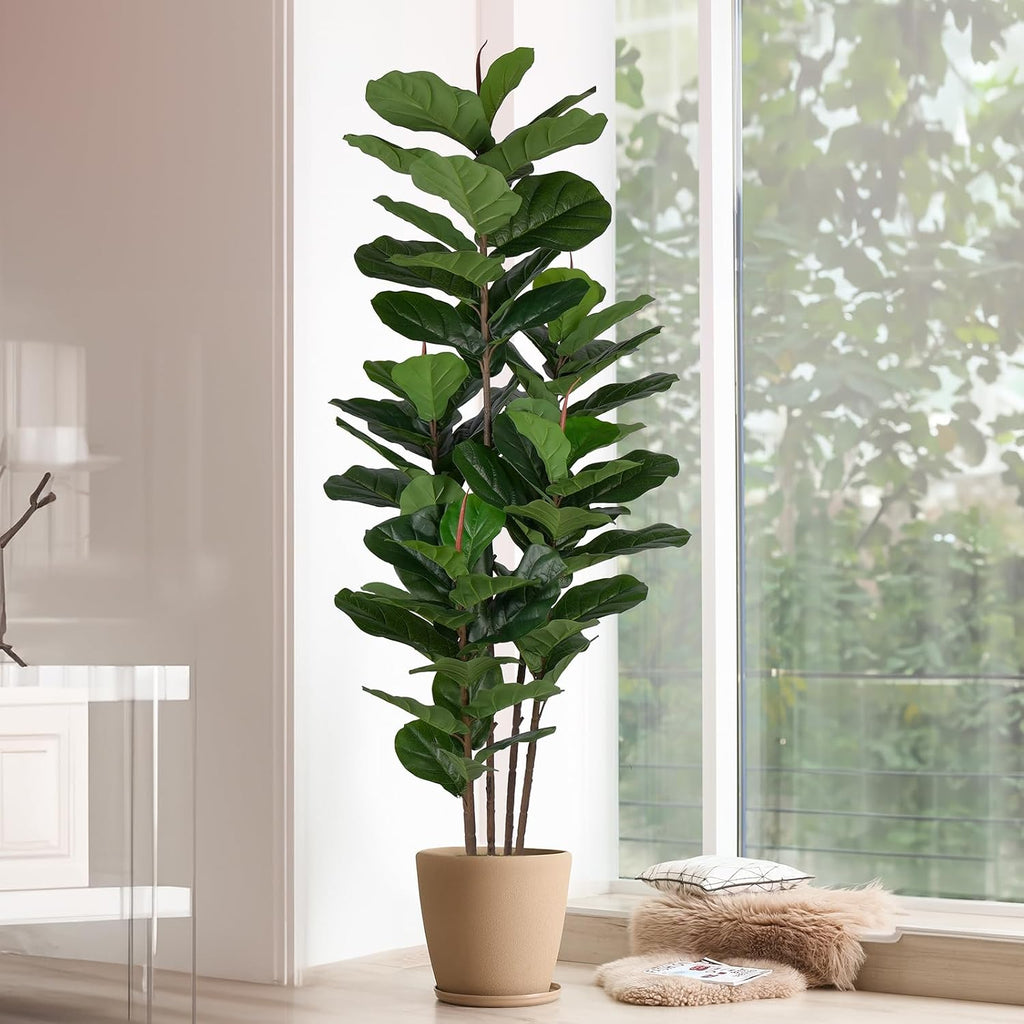 2 Pack Fiddle Leaf Fig Tree - Artificial Ficus Tree with Tall Artificial Plants Large 69 Fiddle Leaves -Fake Trees