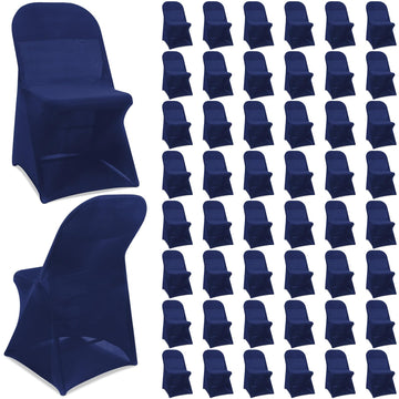 50 Pcs Spandex Chair Covers Bulk for Wedding Banquet, Navy Blue