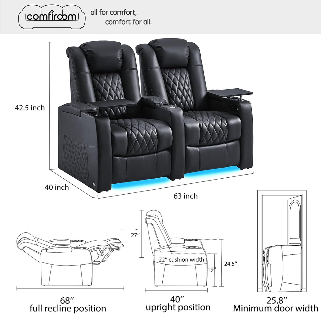 Top Grain Leather Home Theater Seating Seats
