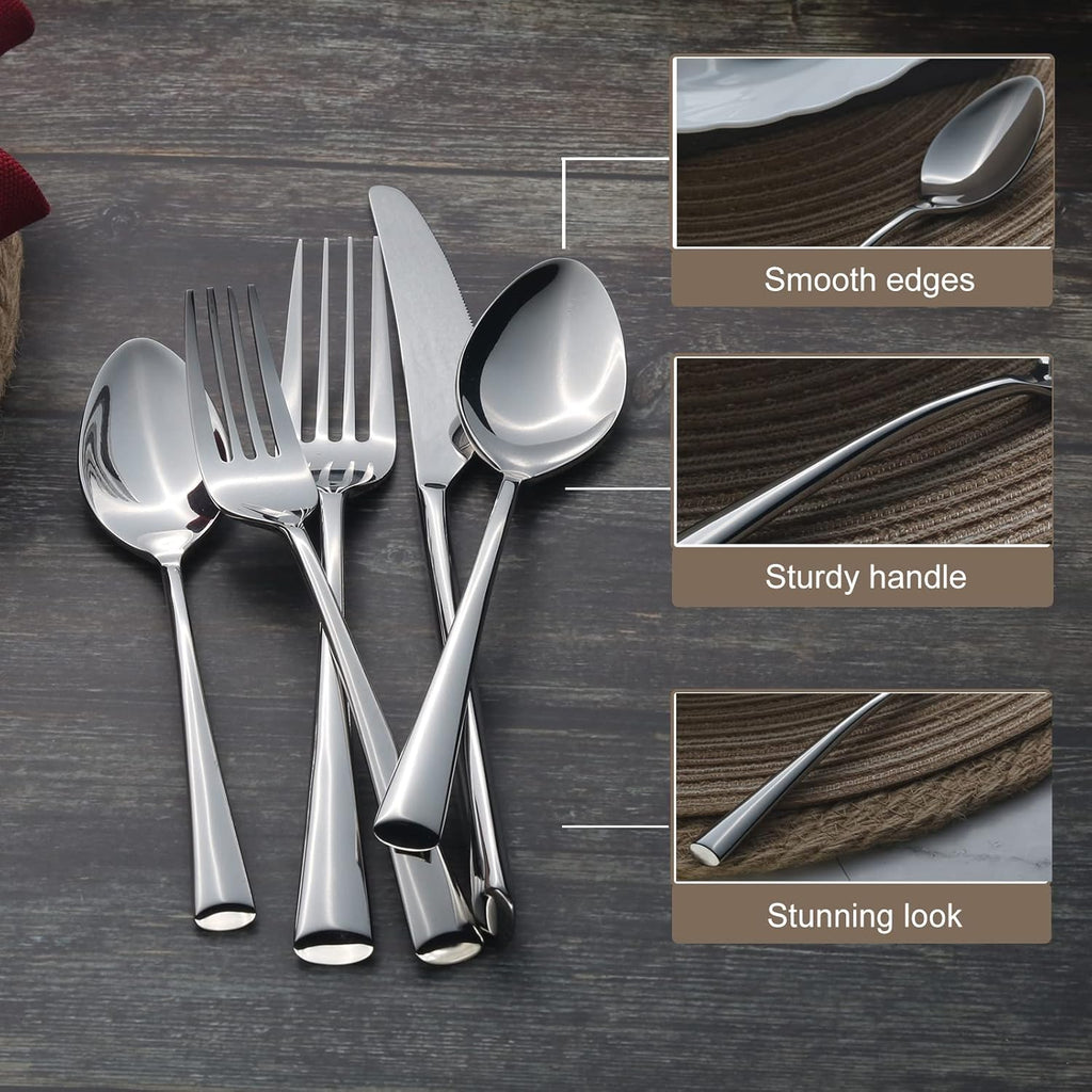 Bailey 20-Piece Forged Silverware Set Stainless Steel Flatware Set,Service for 4,Mirror Polished Cutlery Set