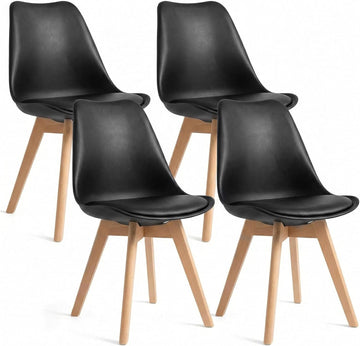 Dining Chairs Set of 4, Modern Upholstered Dining Room Chairs with PU Leather Padded Seat, Armless Kitchen Chairs