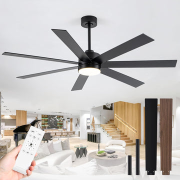 72 inch Large Ceiling Fans with Lights and Remote, 6-Speed Reversible DC Motor, 3 CCT, Dual Finish 7 Blades