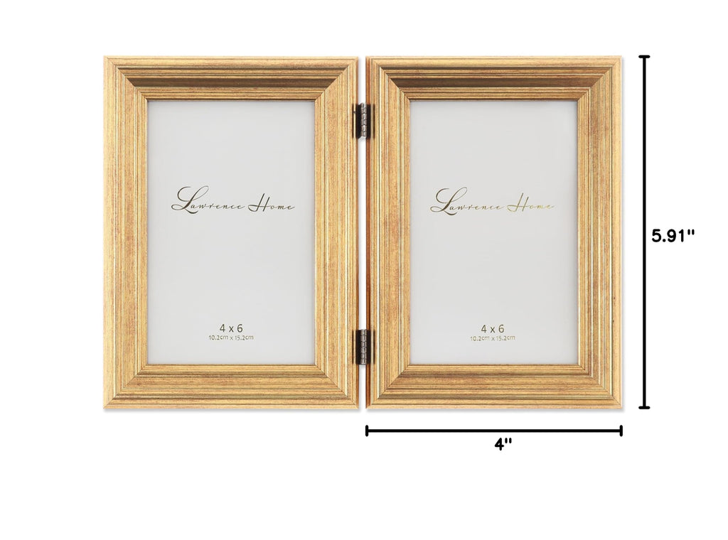 4x6 Hinged Double Sutter Burnished Gold Picture Frame