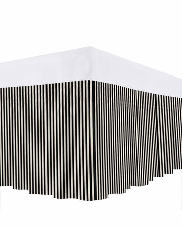 Bed Skirt Black Stripes Bedskirt 18 Inch Drop Linen Classic Vertical Striped Elastic Wrap Around Bed Skirts Dust