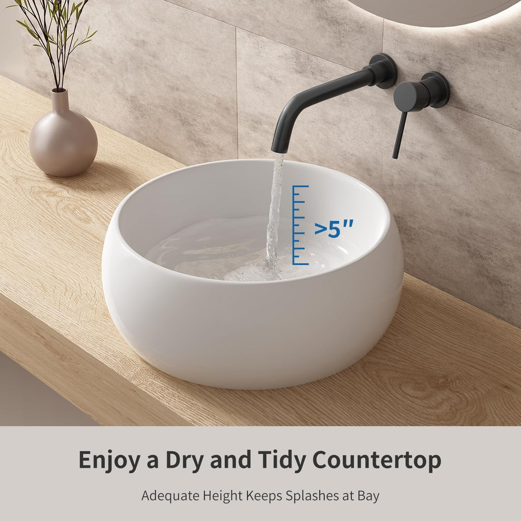 Vessel Sinks for Bathrooms, OCEALAGOON 16 Inch Round Bathroom Vessel Sink