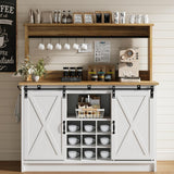 Farmhouse Coffee Bar Cabinet with Storage, 47'' Buffet Cabinet with Hutch and Sliding Barn Door