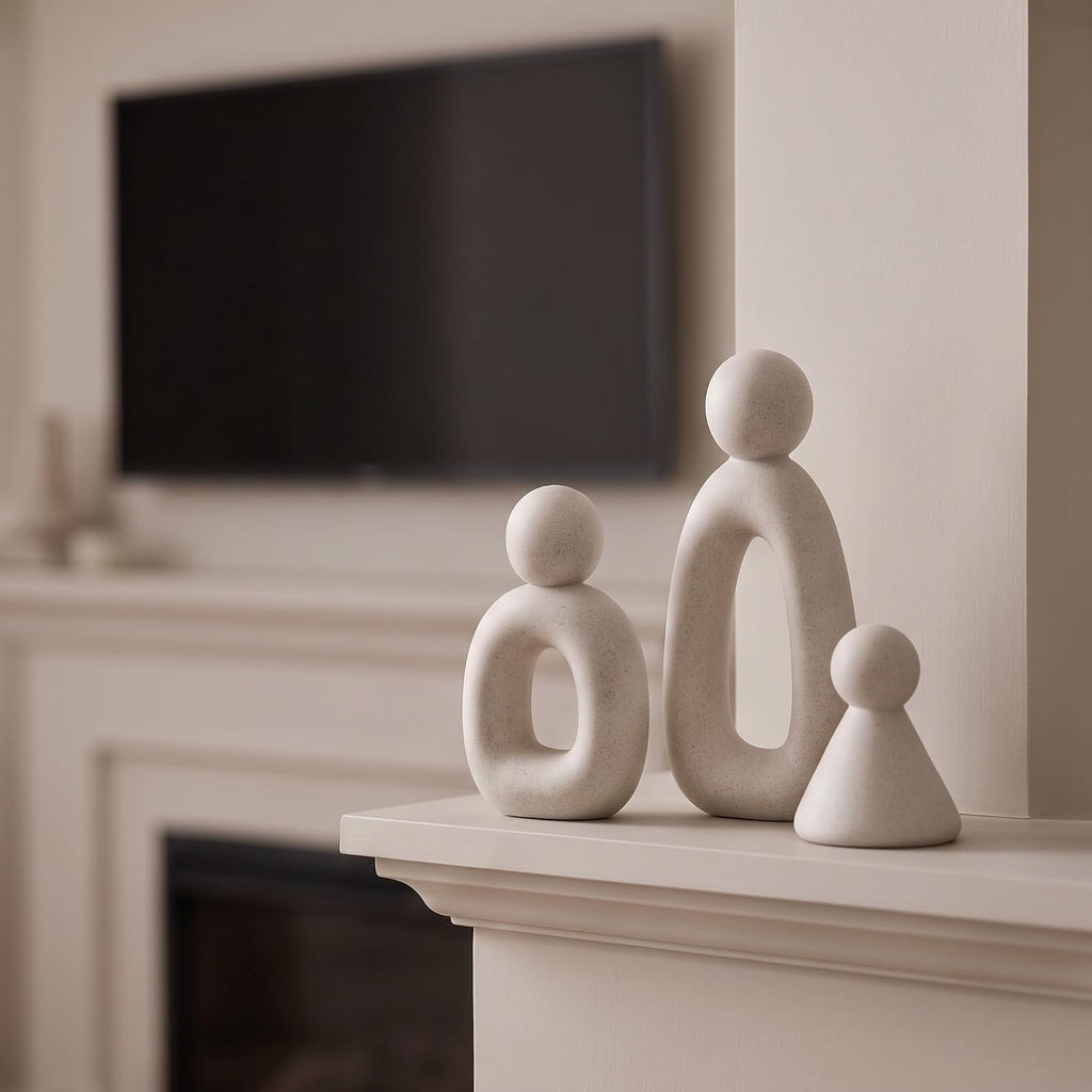 Abstract Family of 3 Figurines Modern Sculptures Home Decorative Accents TV Stand Decor Bookshelf Knick Knacks Gifts