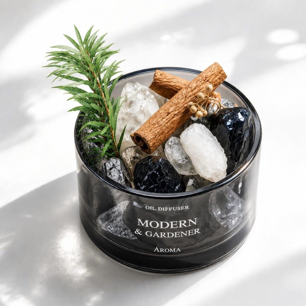 Modern Crystal Stone Aroma Essential Oil Diffuser with Natural Botanicals