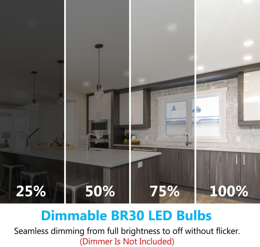 24 Pack BR30 LED Bulbs 65W Equivalent, Dimmable Indoor Flood Lights 5000K Daylight White, 9W, 800 Lumens, E26 Base