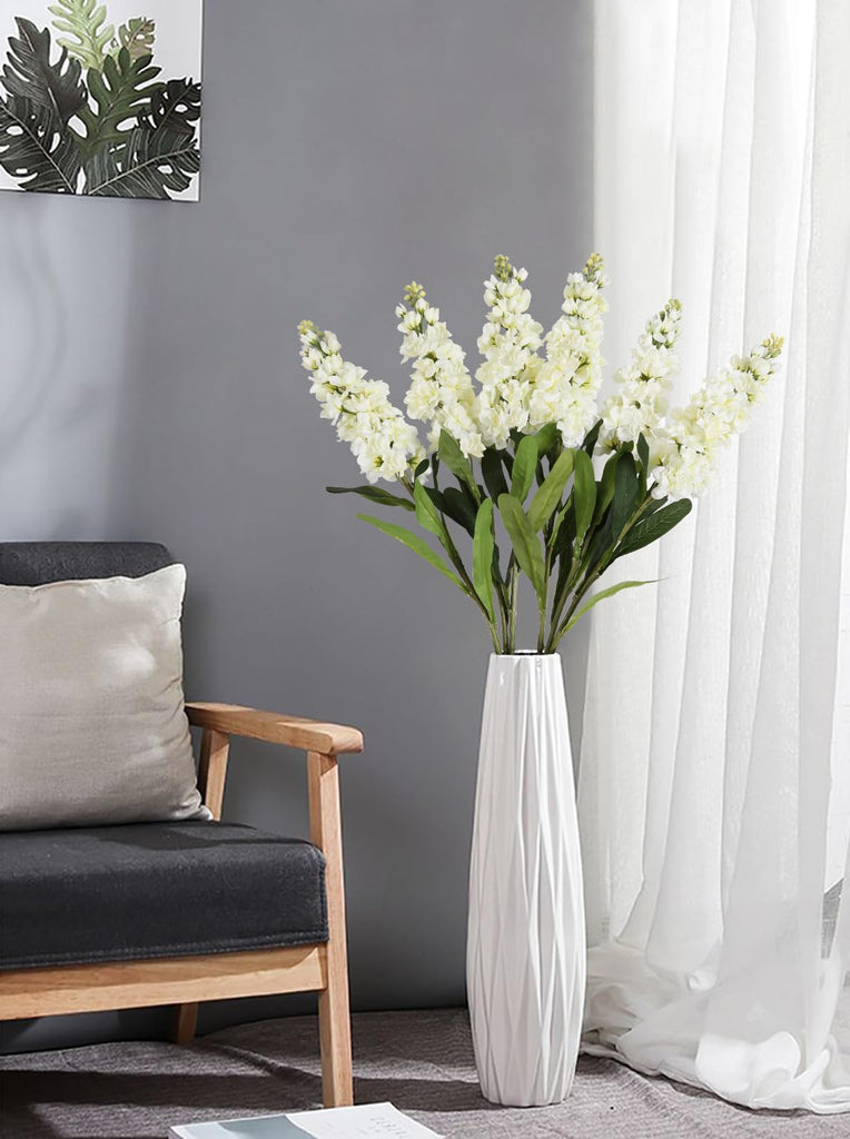 6PCS White Snapdragon Artificial Flowers 31.50" Fake Flowers Long Stem Antirrhinum Majus Silk Flowers Larkspur Faux