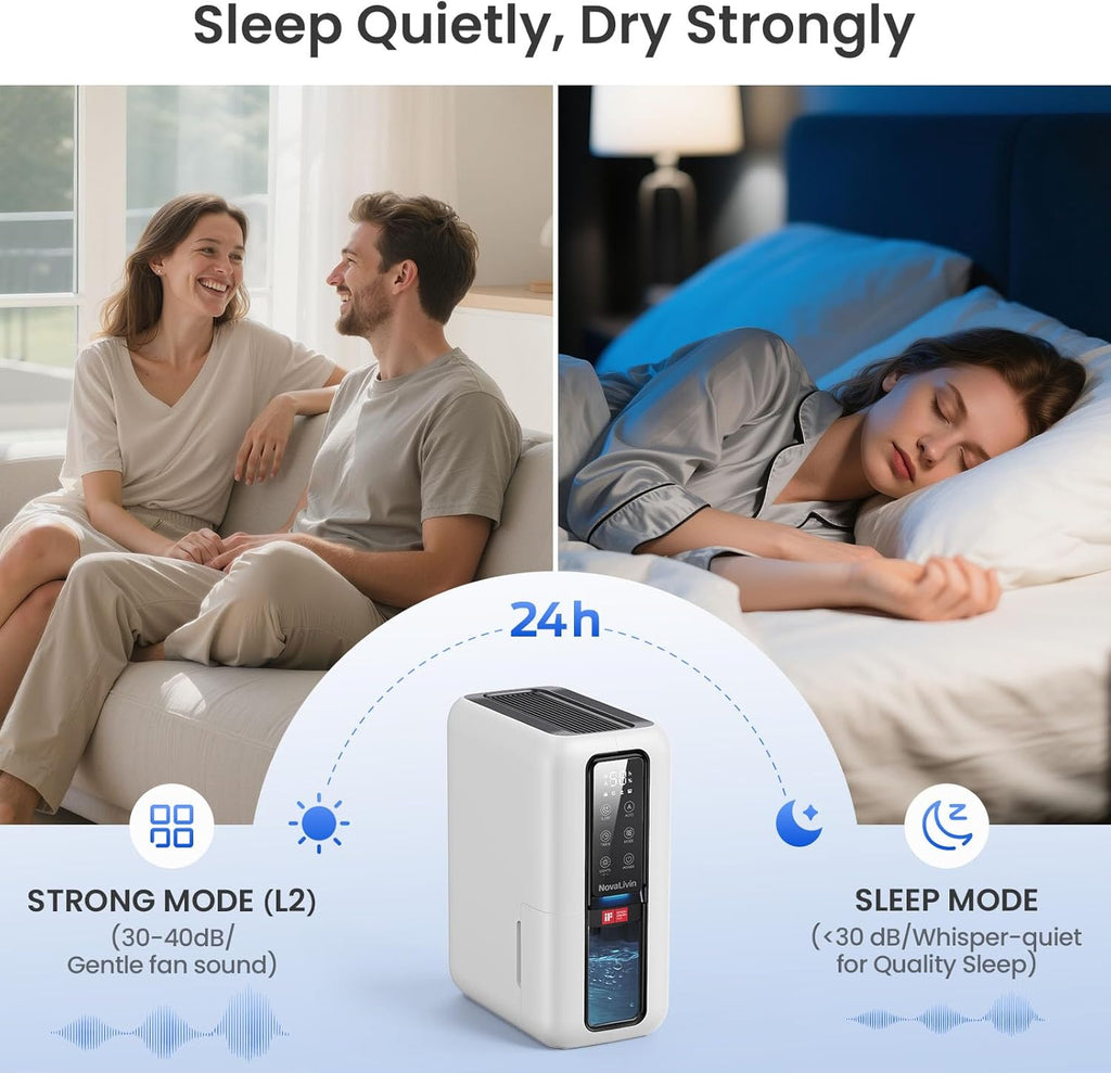 Dehumidifier for Home, Dehumidifiers for Bathroom, Bedroom, Living room, Closet with 68 OZ Water Tank