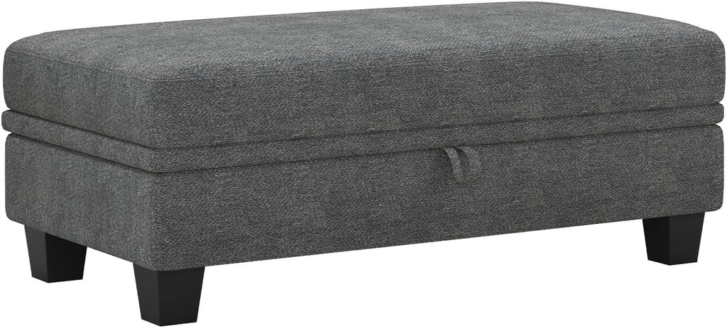 45.9" Storage Ottoman Bench Oversized Ottoman for Footrest Upholstered Entryway Bench with Seating . Light Grey