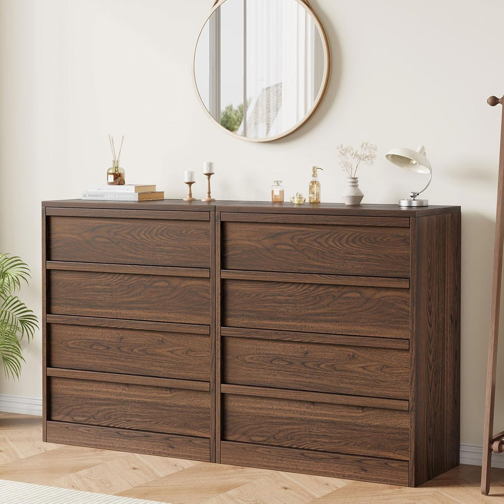 4 Drawers Nightstand , Wooden Small Bedside Table Cabinet with Large Storage & Anti-Tip Device, Modern End Side Table