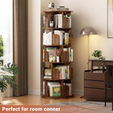 Rotating Bookshelf Tower, 5 Tier Spinning Bookcase, Revolving 360 Book Shelf Narrow Tall Bookcase