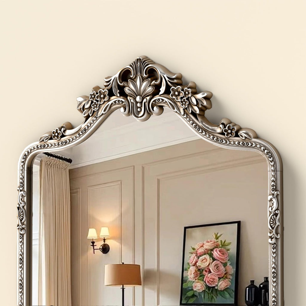 81x41 Inch Silver Arched Full Length Floor Mirror