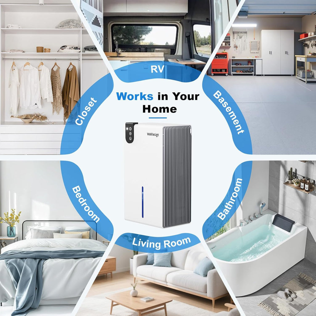 Dehumidifier for Home (85 OZ,1000 sq ft) Small Dehumidifiers for Basement, Auto Shut-Off, Sleep Mode, 7 Color Light