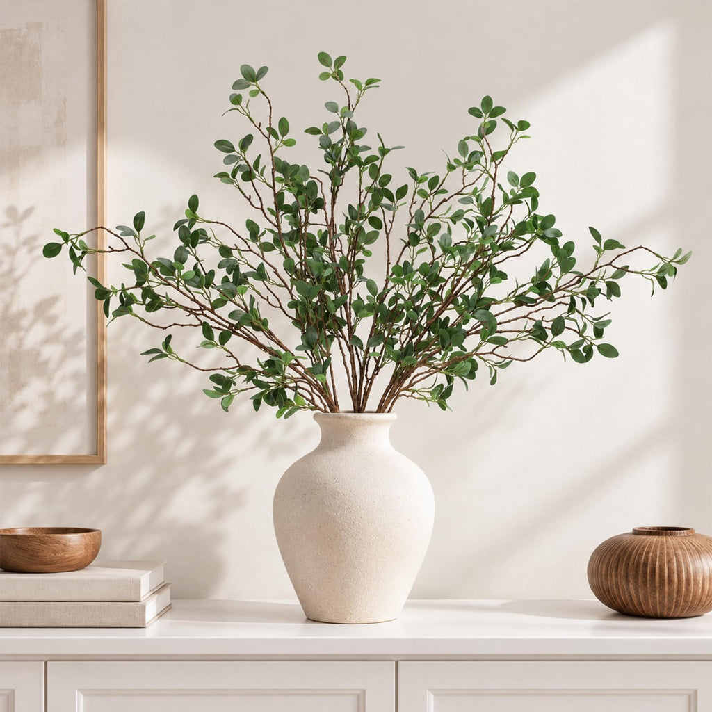 6pcs 37.4inch Greenery Stems Artificial Branches for Vases Olive, Spring Green Long Stem Fake Plants Indoor Branches