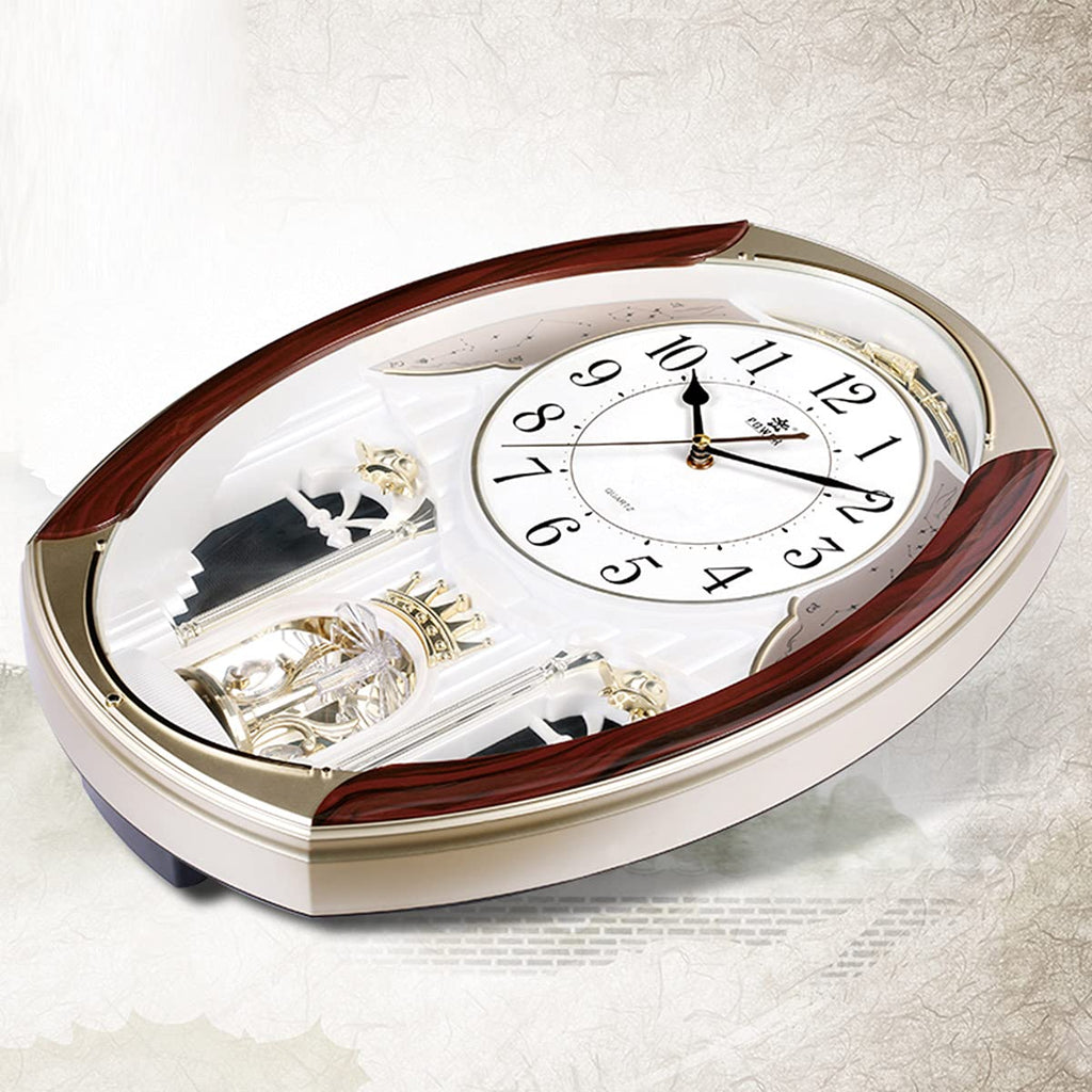 Musical Motion Wall Clock with Rotating Pendulum, Decorative Wall Clock with 18 Melodies.
